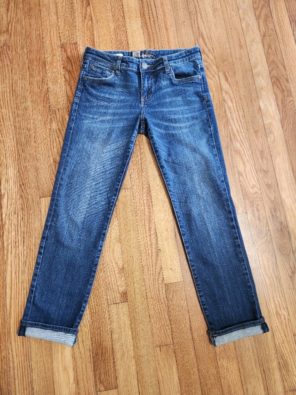 KUT from the Kloth Mid-Rise Cuffed Straight Leg Boyfriend Jeans - Size 6